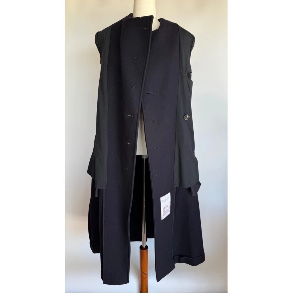 J Peterman Women’s Bobby Coat Long Peacoat Overcoat Wool Size 32 M Navy